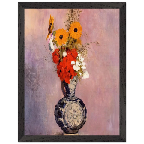 BOUQUET OF FLOWERS IN A BLUE VASE 2 by Odilon Redon — Framed art print at Zephyeer