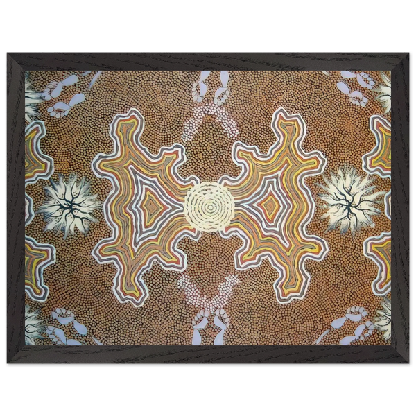 Men's Dreaming - 1994 by Clifford Possum Tjapaltjarri — Framed art print at Zephyeer