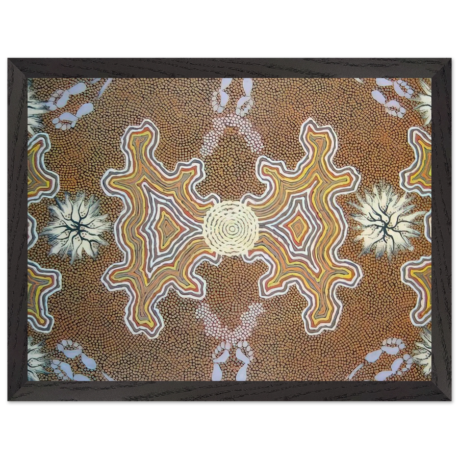 Men's Dreaming - 1994 by Clifford Possum Tjapaltjarri — Framed art print at Zephyeer