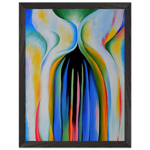 Gray line with black, blue, and yellow by Georgia O'Keeffe — Framed art print at Zephyeer