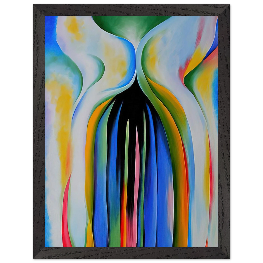 Gray line with black, blue, and yellow by Georgia O'Keeffe — Framed art print at Zephyeer