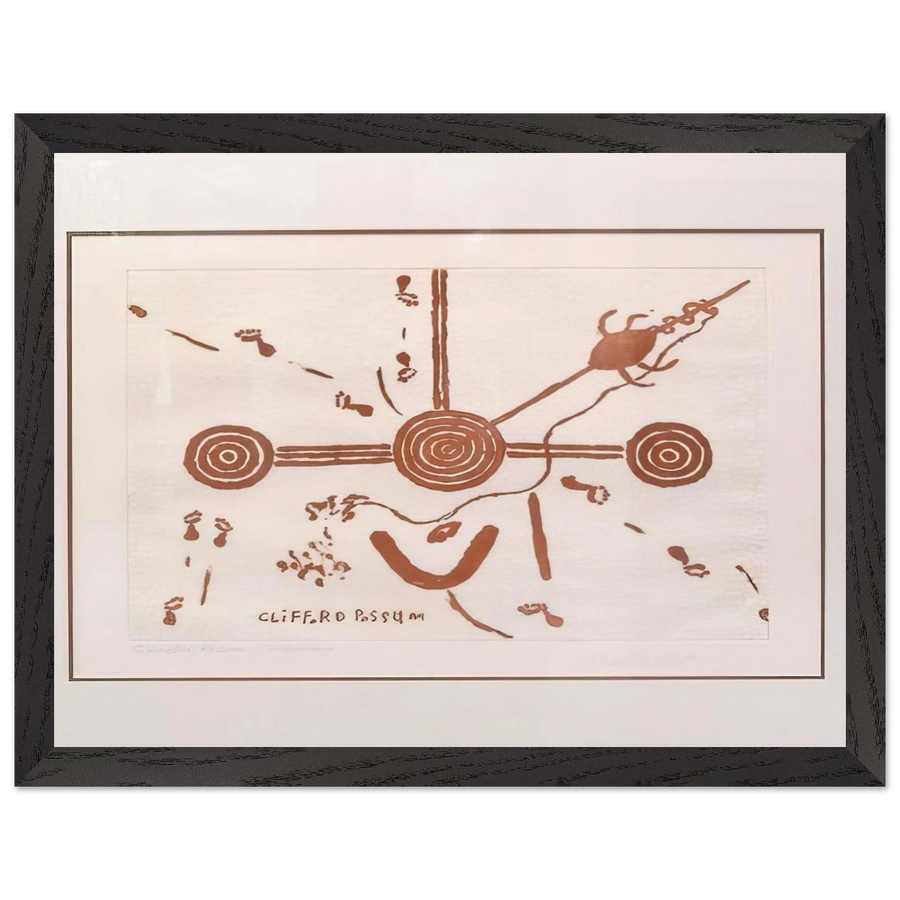 Ngarlu, Love Story - 1994 by Clifford Possum Tjapaltjarri — Framed art print at Zephyeer