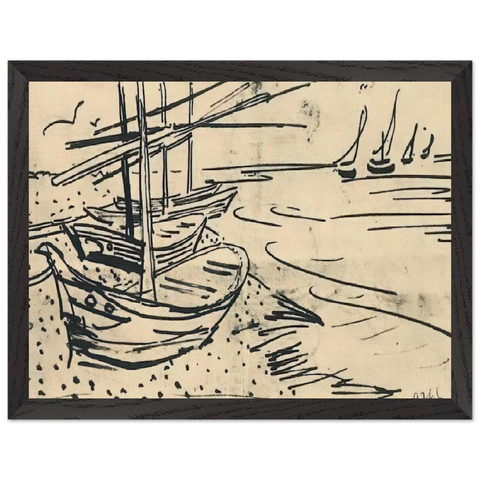 Fishing Boats on the Beach by Vincent van Gogh — Framed art print at Zephyeer