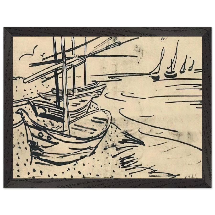 Fishing Boats on the Beach by Vincent van Gogh — Framed art print at Zephyeer