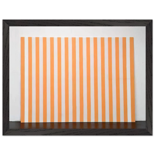 Peinture acrylique blanche sur tissu rayé blanc et orange - 1972 by Daniel Buren — Framed art print at Zephyeer