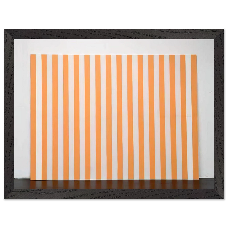 Peinture acrylique blanche sur tissu rayé blanc et orange - 1972 by Daniel Buren — Framed art print at Zephyeer