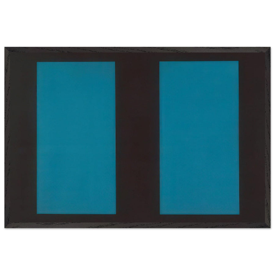 Untitled Blue Vertical Lines (1963) by John McLaughlin, framed poster