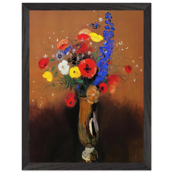 Wild Flowers in a Long Necked Vase by Odilon Redon, framed poster